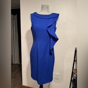Calvin Klein sleeveless Elegant Cobalt Blue designer Dress. Sz 8